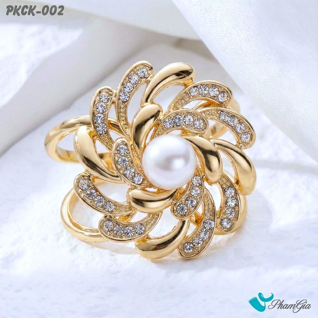 Phụ Kiện Cài Khăn Size Đại Họa Tiết Xoắn Ốc Đính Đá Hiện Đại (PKCK002)