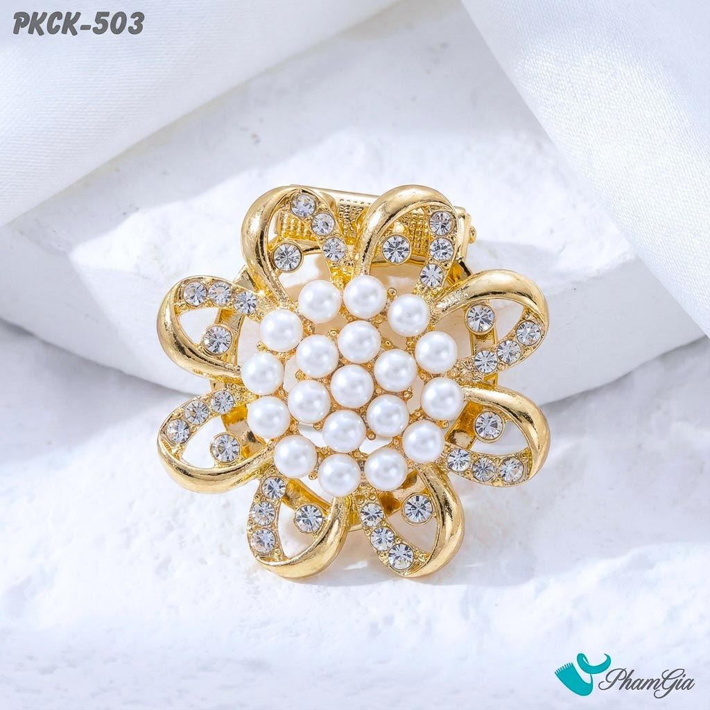 Phụ Kiện Cài Khăn, Cài Áo Đa Năng Họa Tiết Họa Tiết Hoa Cúc Đính Ngọc Trai (PKCK503)