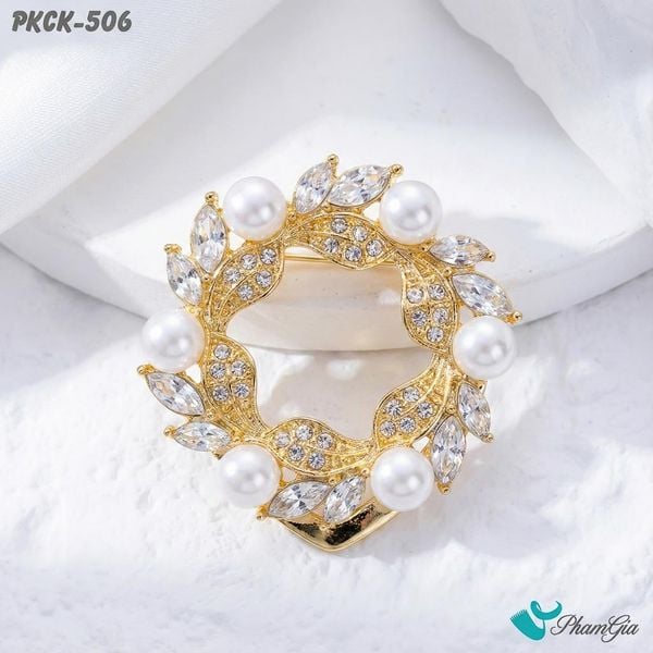 Phụ Kiện Cài Khăn, Cài Áo Đa Năng Họa Tiết Họa Tiết Vòng Hoa Đính Ngọc Trai (PKCK506)