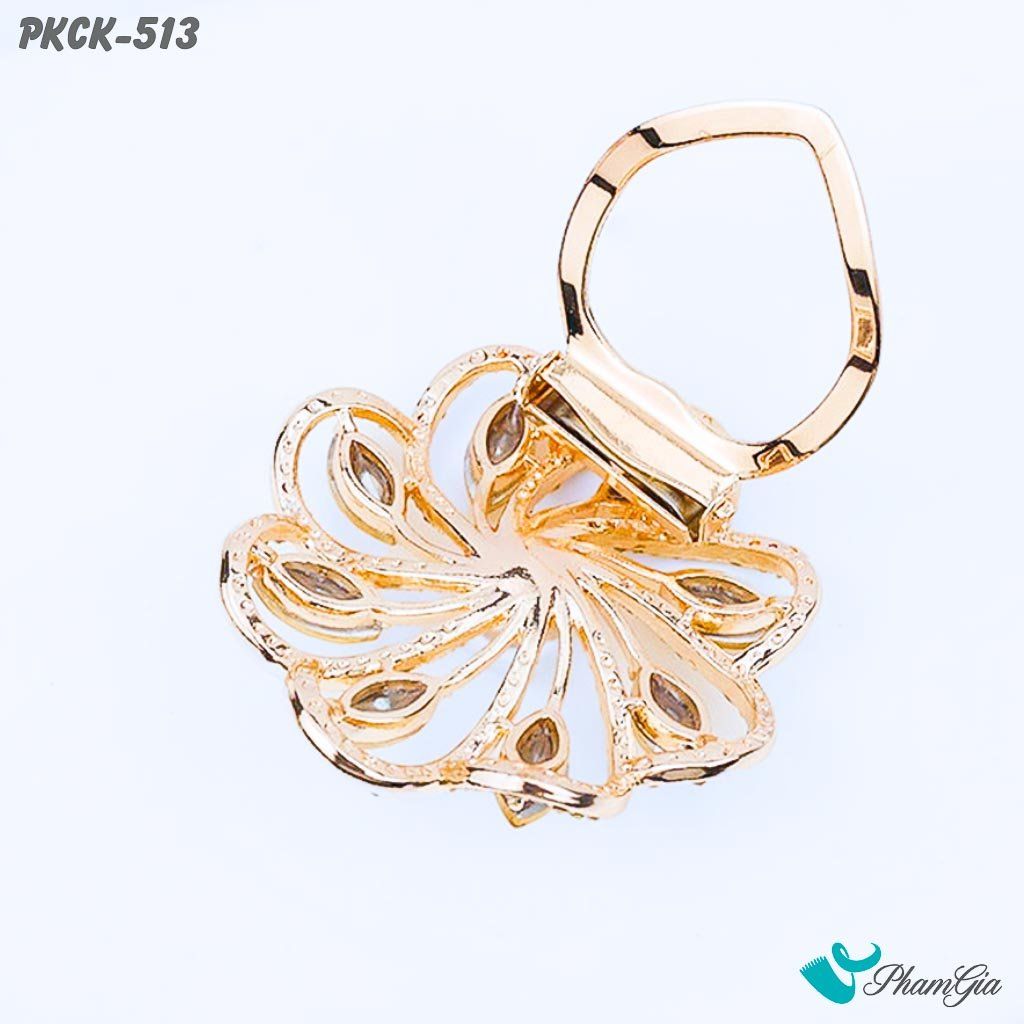 Phụ Kiện Cài Khăn, Cài Áo Đa Năng Họa Tiết Họa Tiết Hoa Xoắn Ốc Đính Đá Trắng (PKCK513)