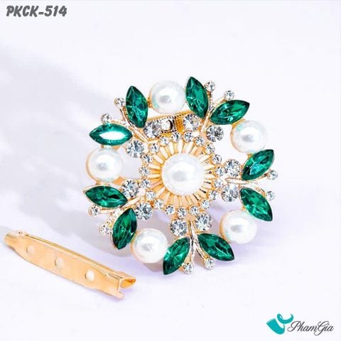 Phụ Kiện Cài Khăn, Cài Áo Đa Năng Họa Tiết Họa Tiết Hoa Kết Lá Đính Ngọc Trai (PKCK514)