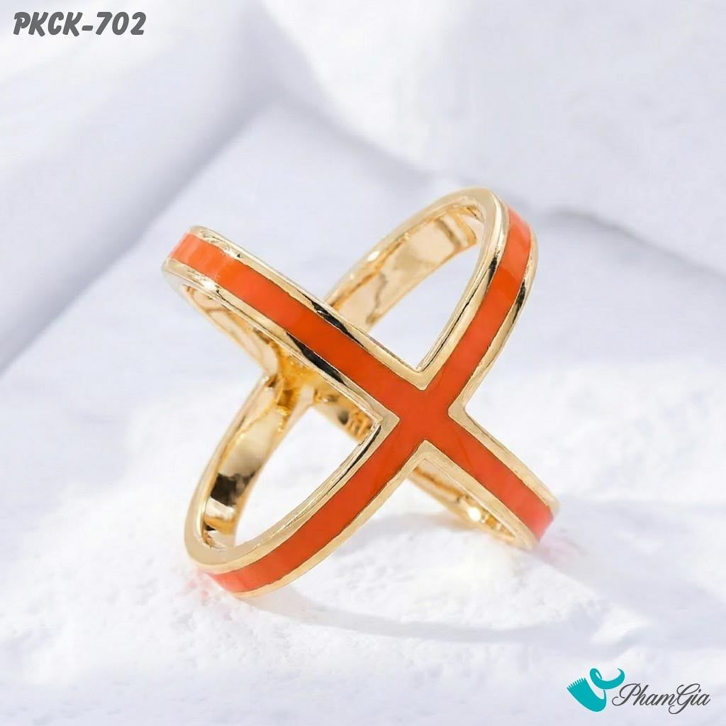 Phụ Kiện Cài Khăn Chữ X Tráng Men Thanh Lịch Màu Cam (PKCK702)