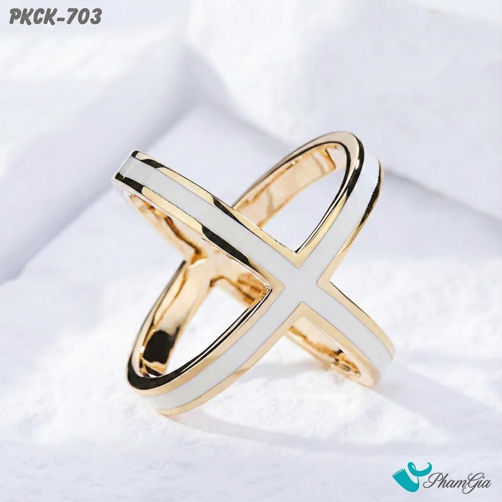 Phụ Kiện Cài Khăn Chữ X Tráng Men Thanh Lịch Màu Trắng (PKCK703)