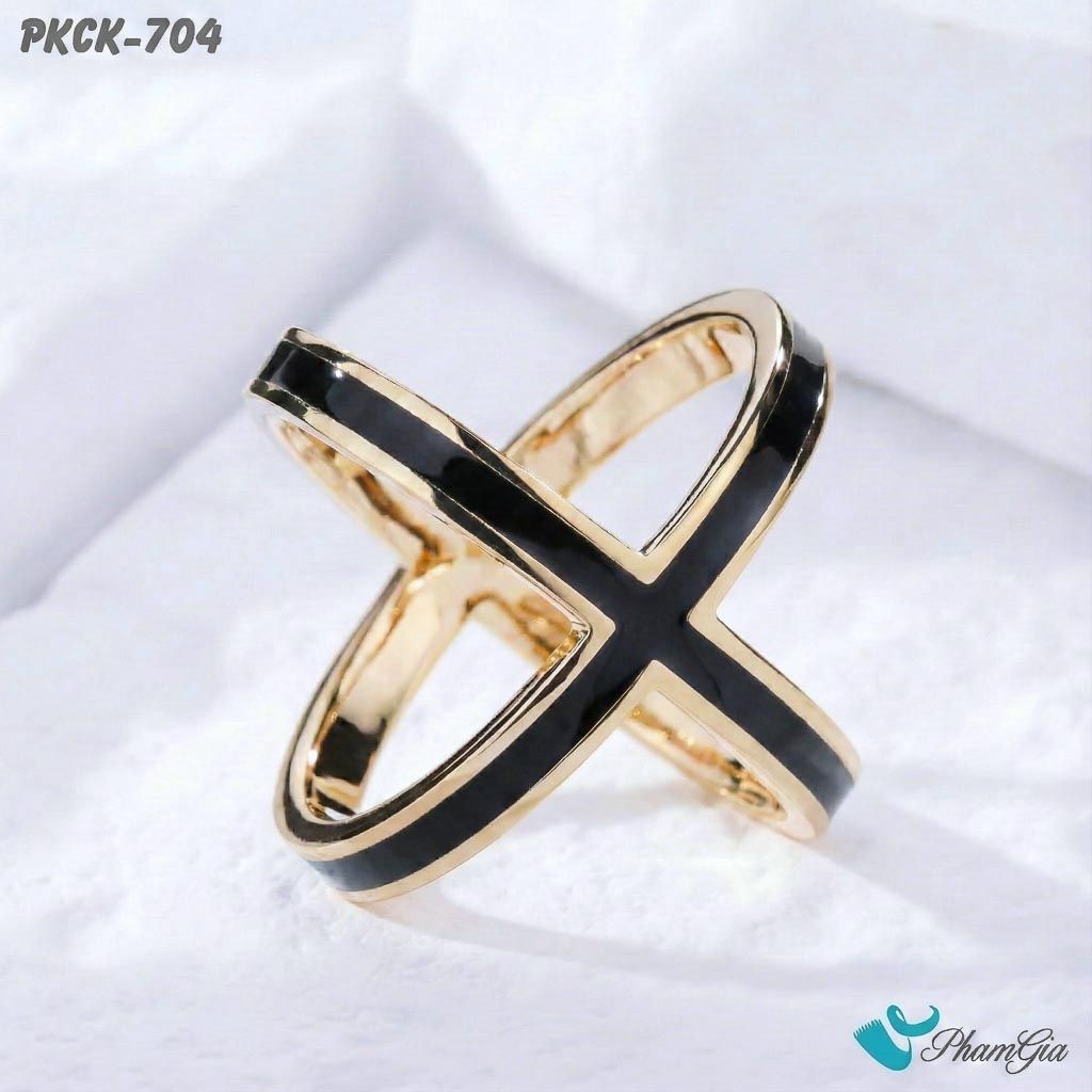 Phụ Kiện Cài Khăn Chữ X Tráng Men Thanh Lịch Màu Đen (PKCK704)