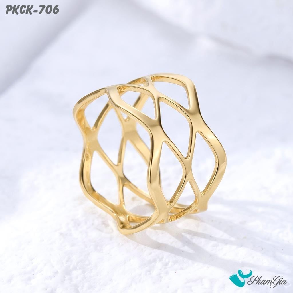Phụ Kiện Cài Khăn Họa Tiết Lượn Sóng Đan Chéo Thanh Lịch Màu Vàng (PKCK706)
