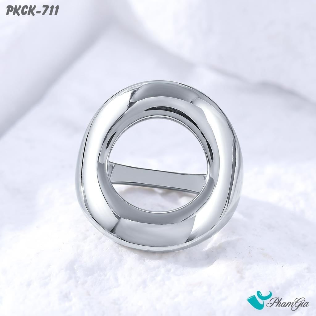 Phụ Kiện Cài Khăn Hình Khuyên Bo Tròn Trơn Thanh Lịch Màu Bạc (PKCK711)