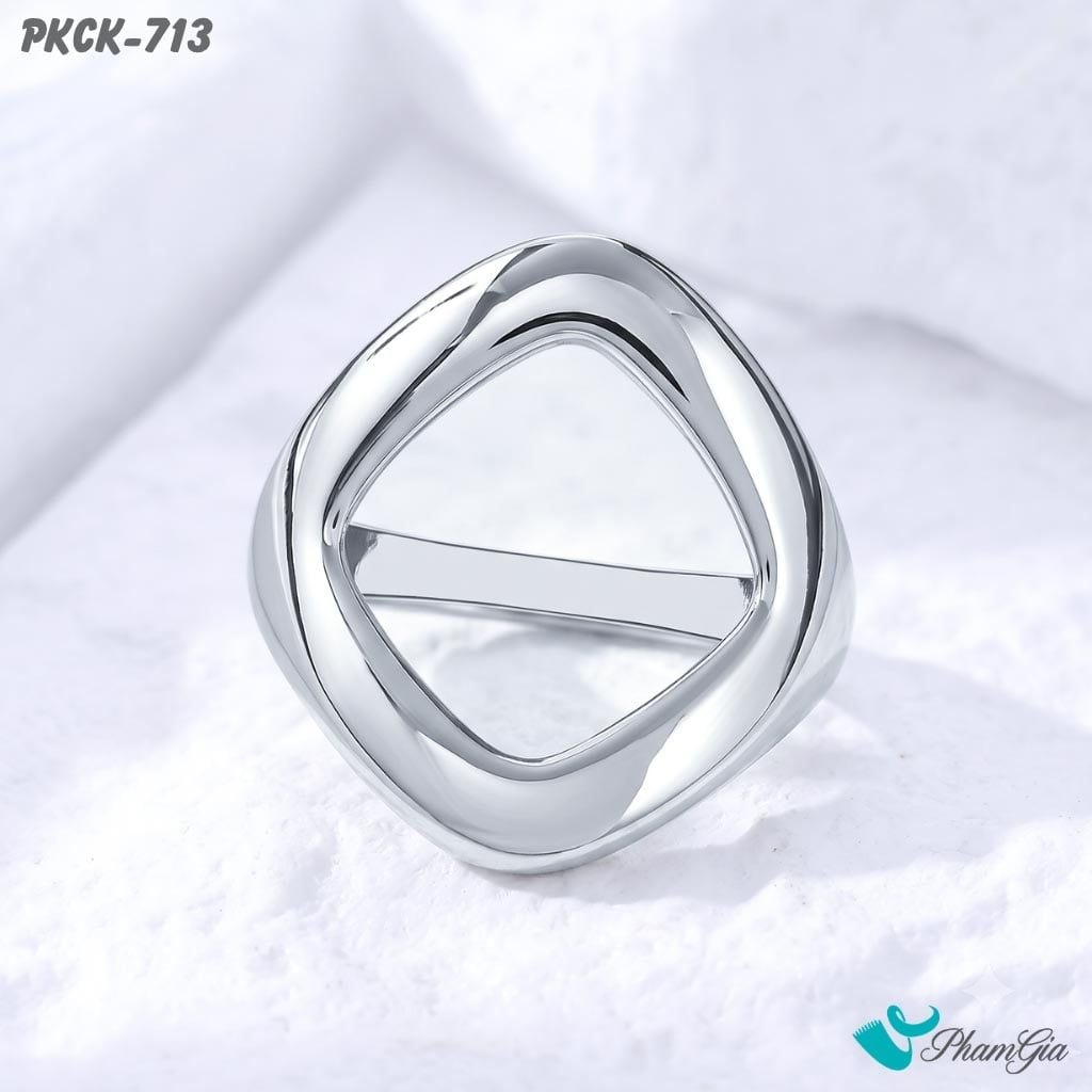 Phụ Kiện Cài Khăn Hình Thoi Bo Góc Hiện Đại Màu Bạc (PKCK713)