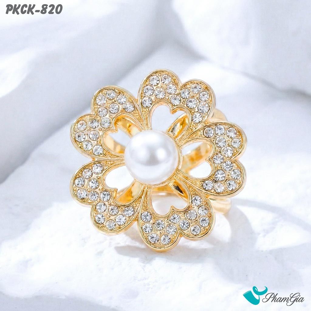 Phụ Kiện Cài Khăn Họa Tiết Hoa Mai Đính Đá Vàng Thanh Lịch (PKCK820)