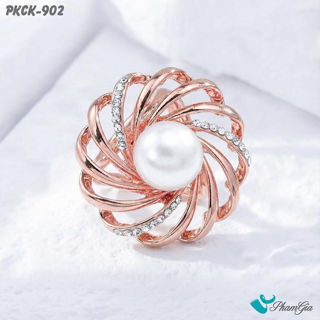 Phụ Kiện Cài Khăn Xoắn Ốc Đính Ngọc Trai Tinh Tế (PKCK902)