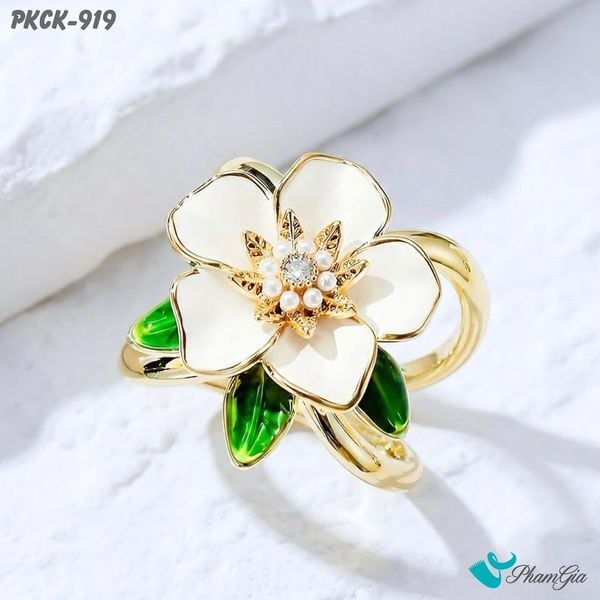 Phụ Kiện Cài Khăn Hoa Trà Tráng Men Thanh Lịch (PKCK919)