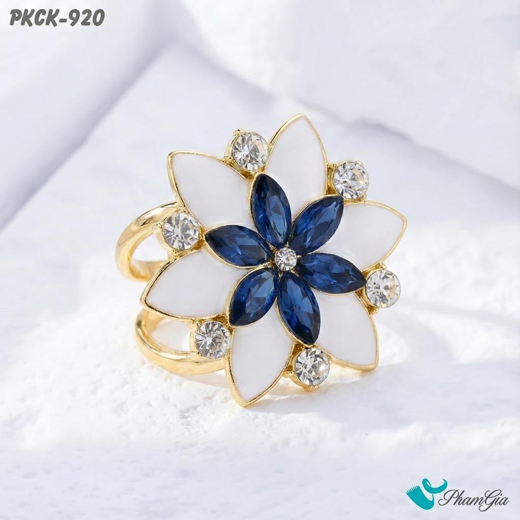 Phụ Kiện Cài Khăn Retro Tráng Men Trắng Xanh Tinh Tế (PKCK920)