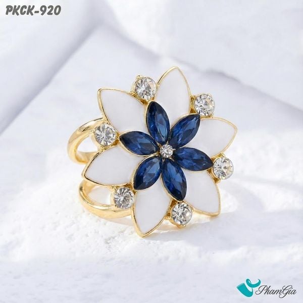 Phụ Kiện Cài Khăn Retro Tráng Men Trắng Xanh Tinh Tế (PKCK920)