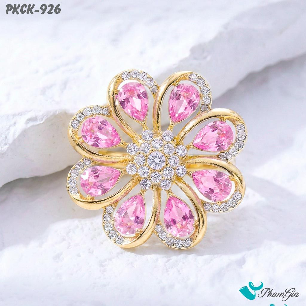 Phụ Kiện Cài Khăn Họa Tiết Hoa Xoắn Ốc Đính Đá Màu Hồng Phấn Thanh Lịch (PKCK926)