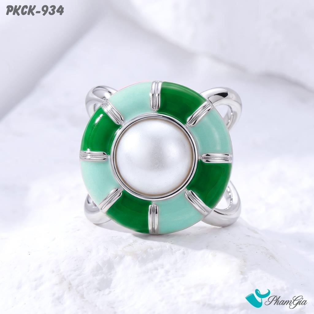 Phụ Kiện Cài Khăn Phối Men Xanh Phỉ Thúy Đính Ngọc Trai Thanh Lịch (PKCK934)