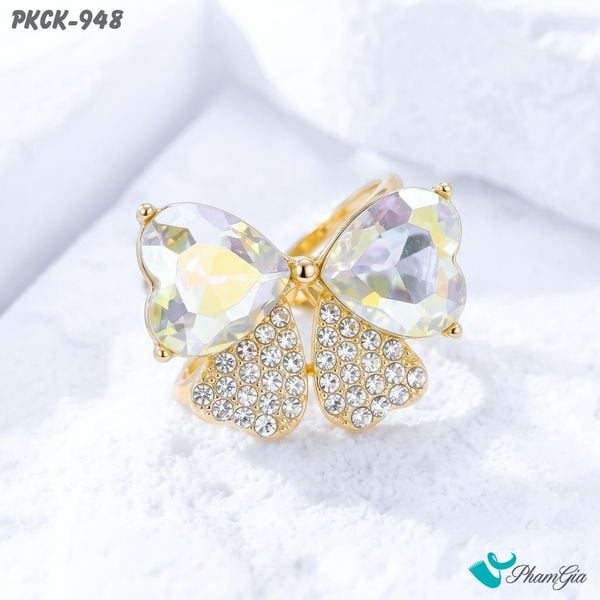Phụ Kiện Cài Khăn Cánh Bướm Đính Đá Pha Lê Màu Trắng (PKCK948)