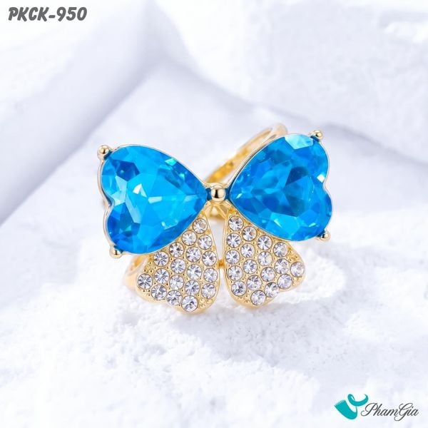 Phụ Kiện Cài Khăn Cánh Bướm Đính Đá Pha Lê Màu Xanh Ocean (PKCK950)