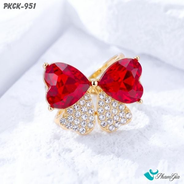 Phụ Kiện Cài Khăn Cánh Bướm Đính Đá Pha Lê Màu Đỏ Ruby (PKCK951)