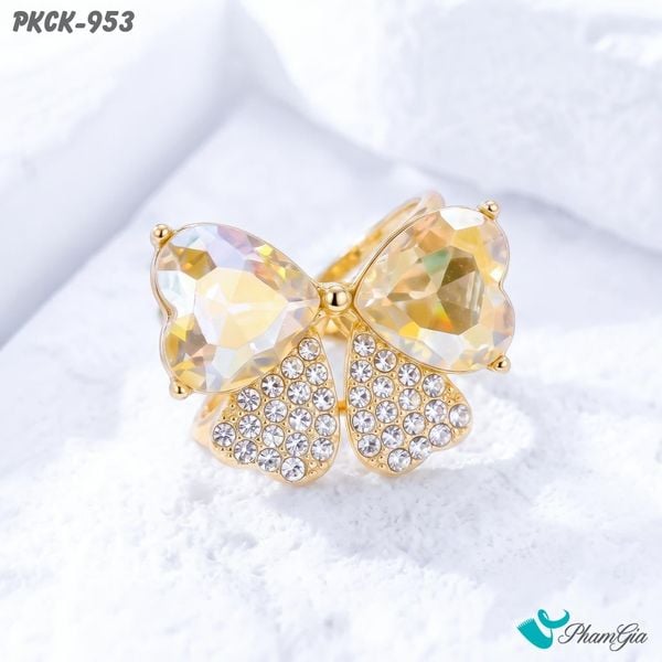 Phụ Kiện Cài Khăn Cánh Bướm Đính Đá Pha Lê Màu Vàng Kim (PKCK953)