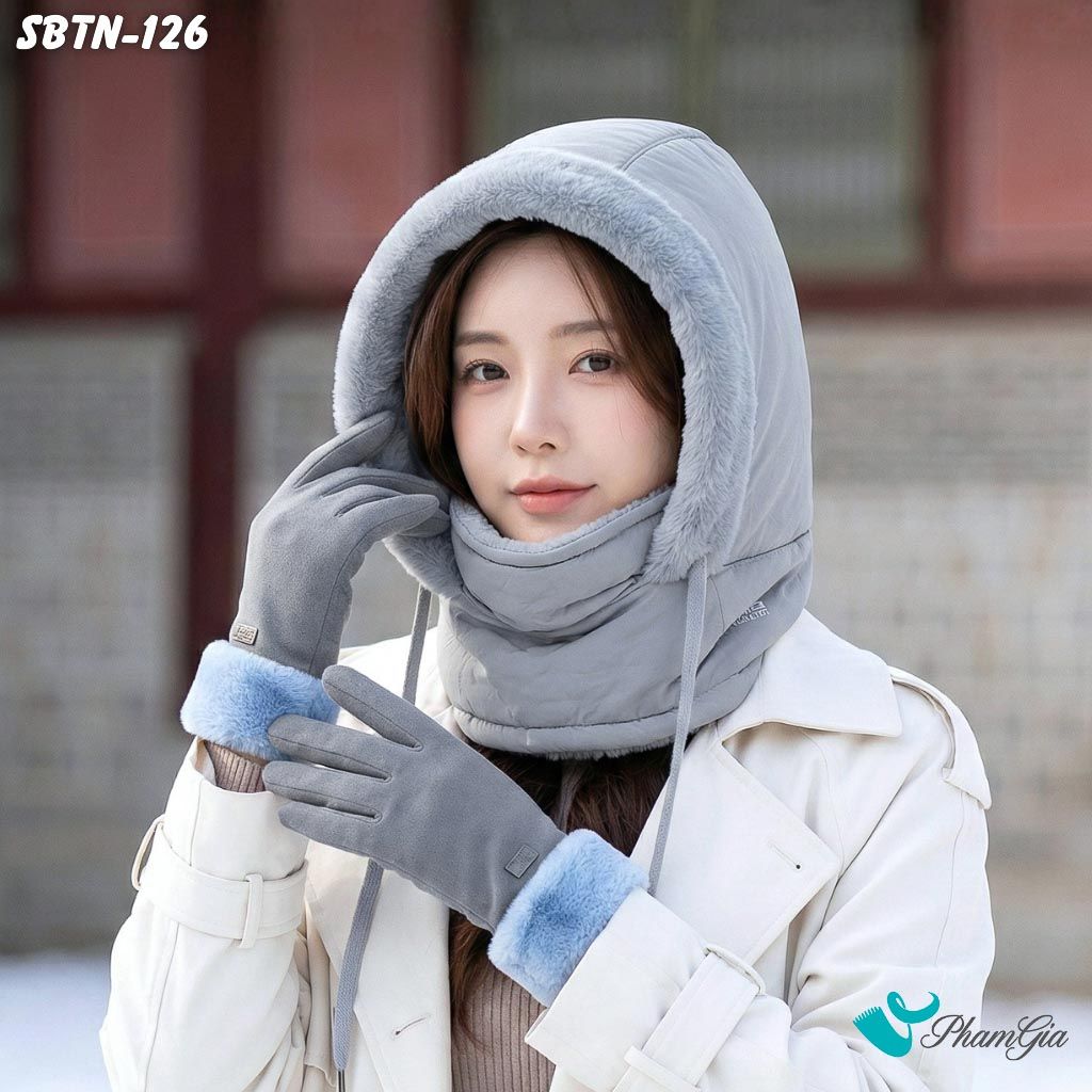 Set Giữ Ấm Đặc Biệt Mùa Đông Gồm Nón Giữ Nhiệt Và Găng Tay Cao Cấp Màu Xám (SBTN126)