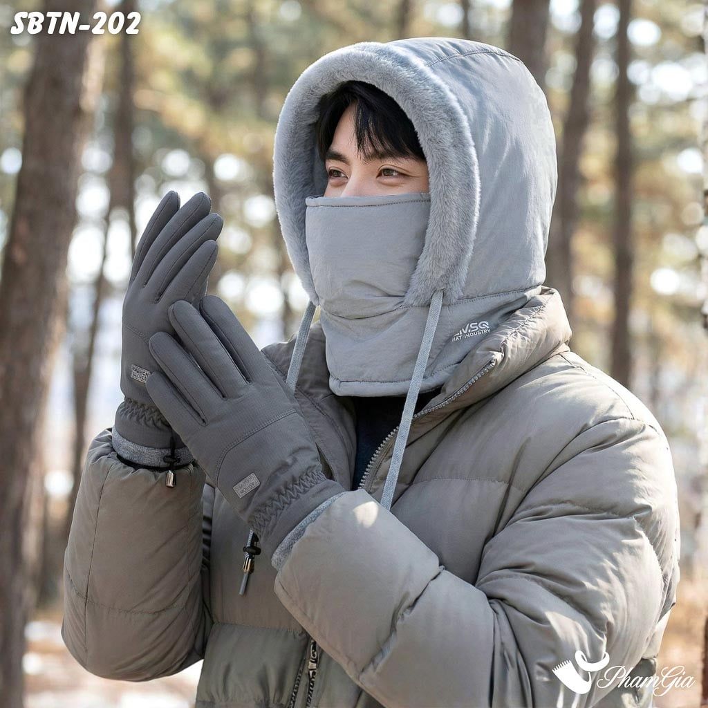 Set Giữ Ấm Đặc Biệt Mùa Đông Cho Nam Gồm Nón Lông Giữ Nhiệt Và Găng Tay Cao Cấp Màu Xám (SBTN202)