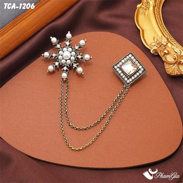 Set Ghim Cài Áo Bông Tuyết Đính Ngọc Trai Cổ Điển (TCA1206)