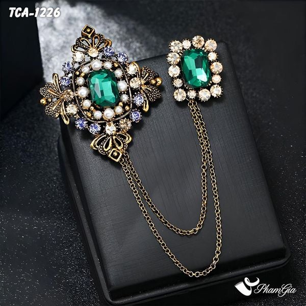 Set Ghim Cài Áo Ngọc Lục Bảo Cổ Điển (TCA1226)