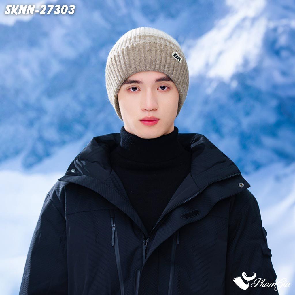 Set Khăn Nón Len Beanie Giữ Ấm Phối Màu Unisex Hiện Đại Màu Beige (SKNN27303)