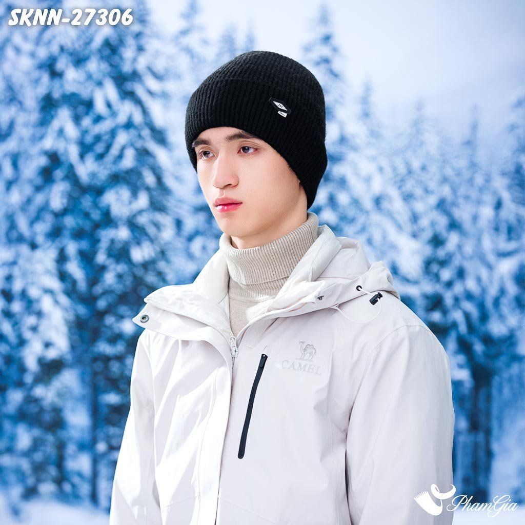 Set Khăn Nón Len Beanie Giữ Ấm Unisex Hiện Đại Màu Đen (SKNN27306)