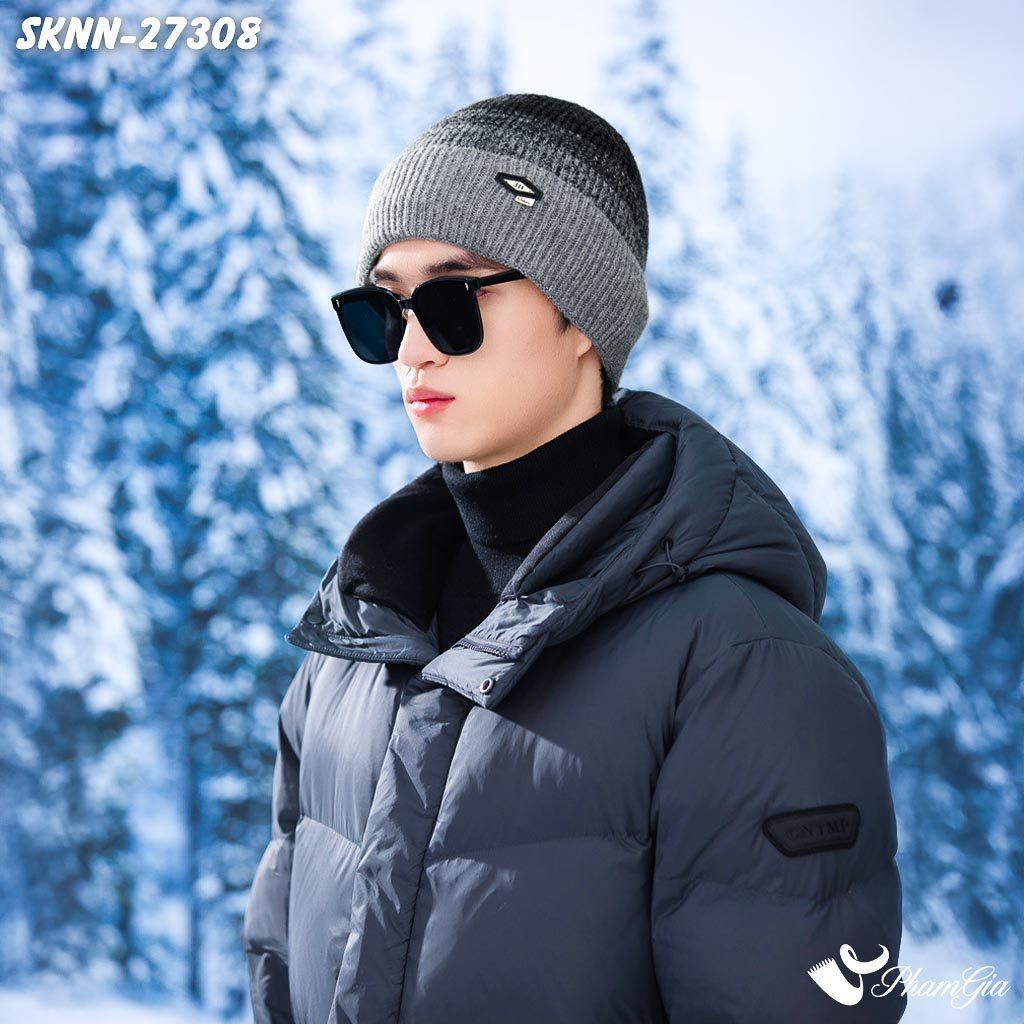 Set Khăn Nón Len Beanie Giữ Ấm Unisex Hiện Đại Màu Xám (SKNN27308)