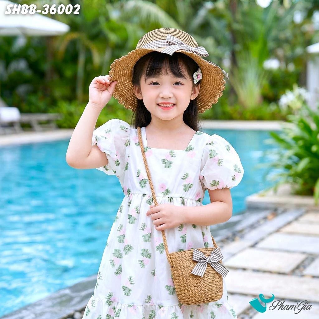 Set Quà Tết Tặng Bé Gái Kết Nơ Caro Dễ Thương Màu Nâu Tây (SHBB36002)