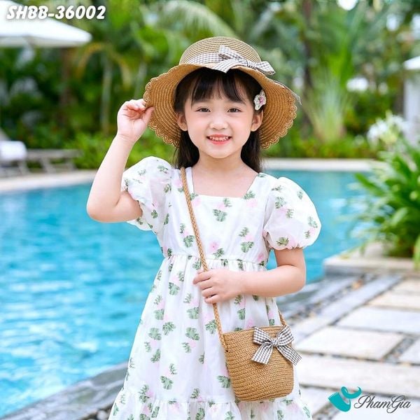 Set Quà Tết Tặng Bé Gái Kết Nơ Caro Dễ Thương Màu Nâu Tây (SHBB36002)
