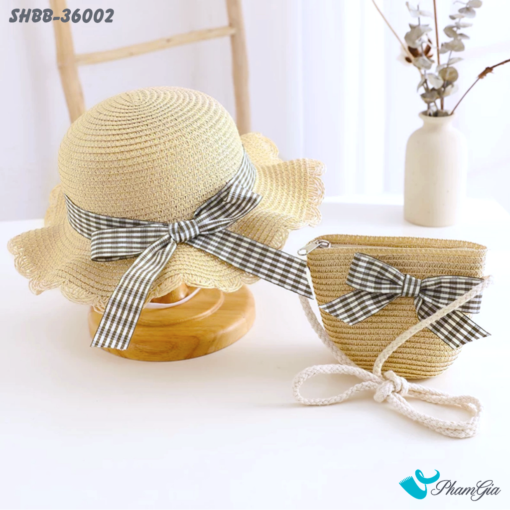 Màu Beige Set Quà Tặng Bé Gái Kết Nơ Caro Dễ Thương (3 Màu)
