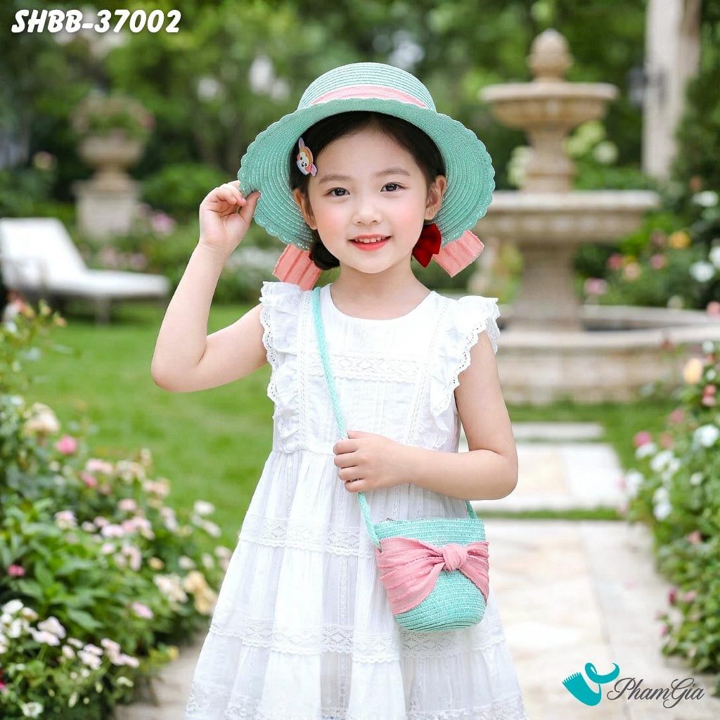 Set Quà Tết Tặng Bé Gái Kết Nơ Hồng Dễ Thương Màu Xanh (SHBB37002)