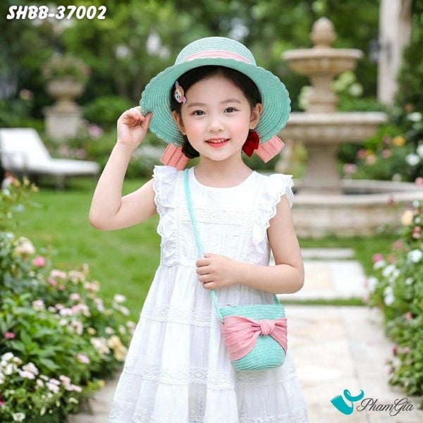 Set Quà Tết Tặng Bé Gái Kết Nơ Hồng Dễ Thương Màu Xanh (SHBB37002)