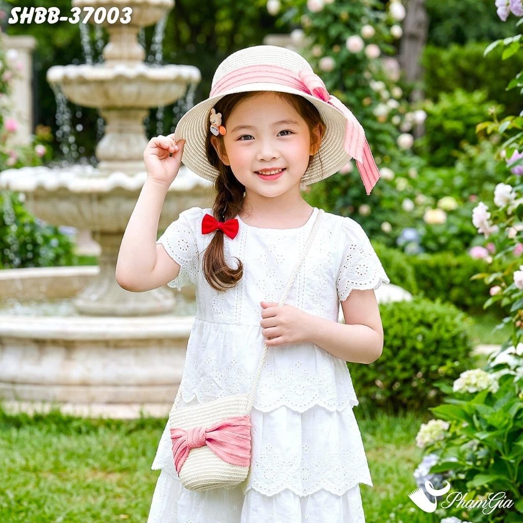 Set Quà Tết Tặng Bé Gái Kết Nơ Hồng Dễ Thương Màu Trắng (SHBB37003)