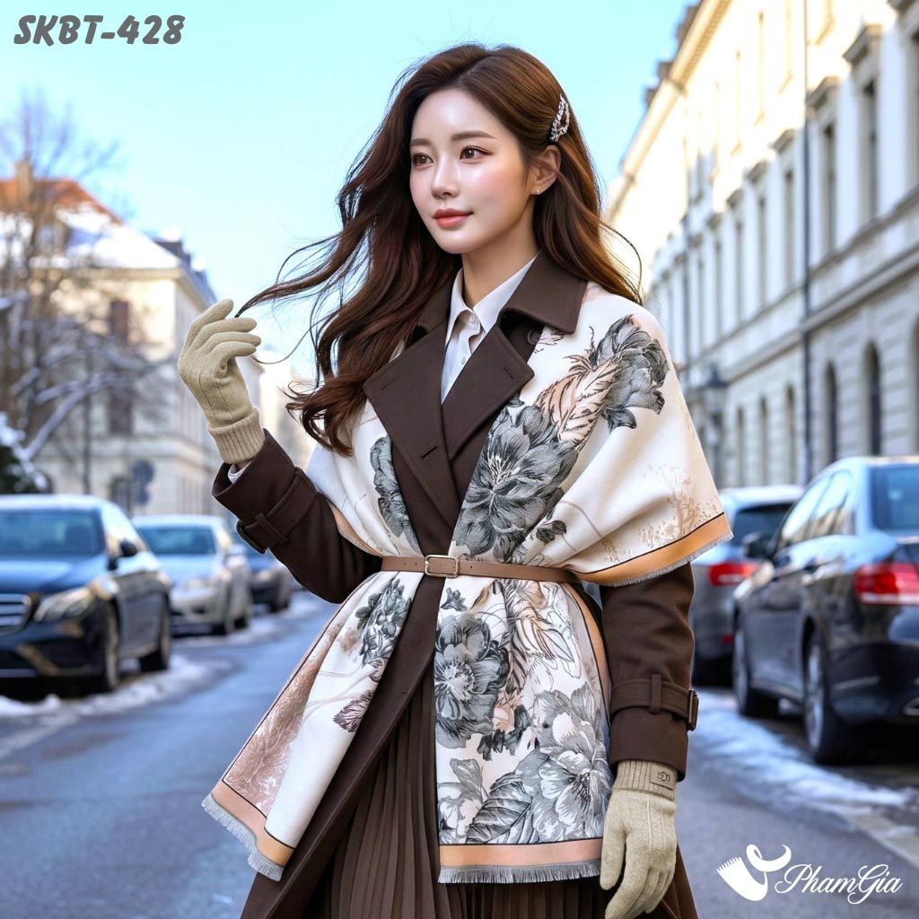 Set Giữ Ấm Đặc Biệt Mùa Đông Gồm Khăn Dạ Và Găng Tay Cao Cấp Màu Biege (SKBT428)