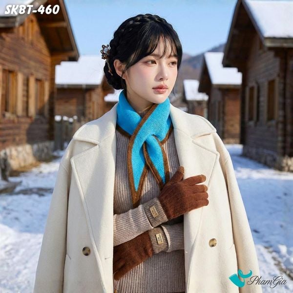Set Giữ Ấm Đặc Biệt Mùa Đông Gồm Khăn Len Và Găng Tay Cao Cấp Màu Xám (SKBT460)