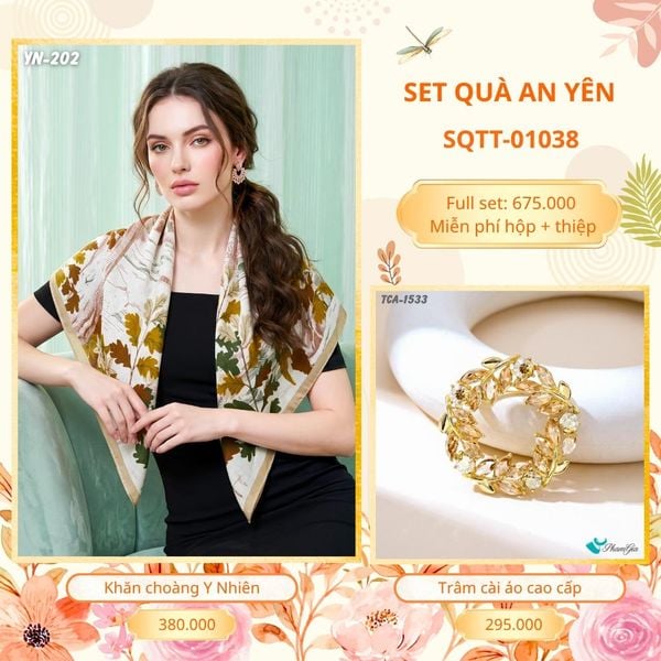 Set Quà Tặng Khăn Choàng Choàng Linen Và Trâm Cài Áo An Yên (SQTT01038)
