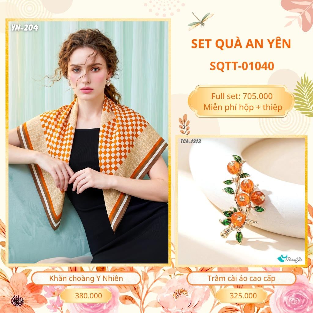 Set Quà Tặng Khăn Choàng Choàng Linen Và Trâm Cài Áo An Yên (SQTT01040)