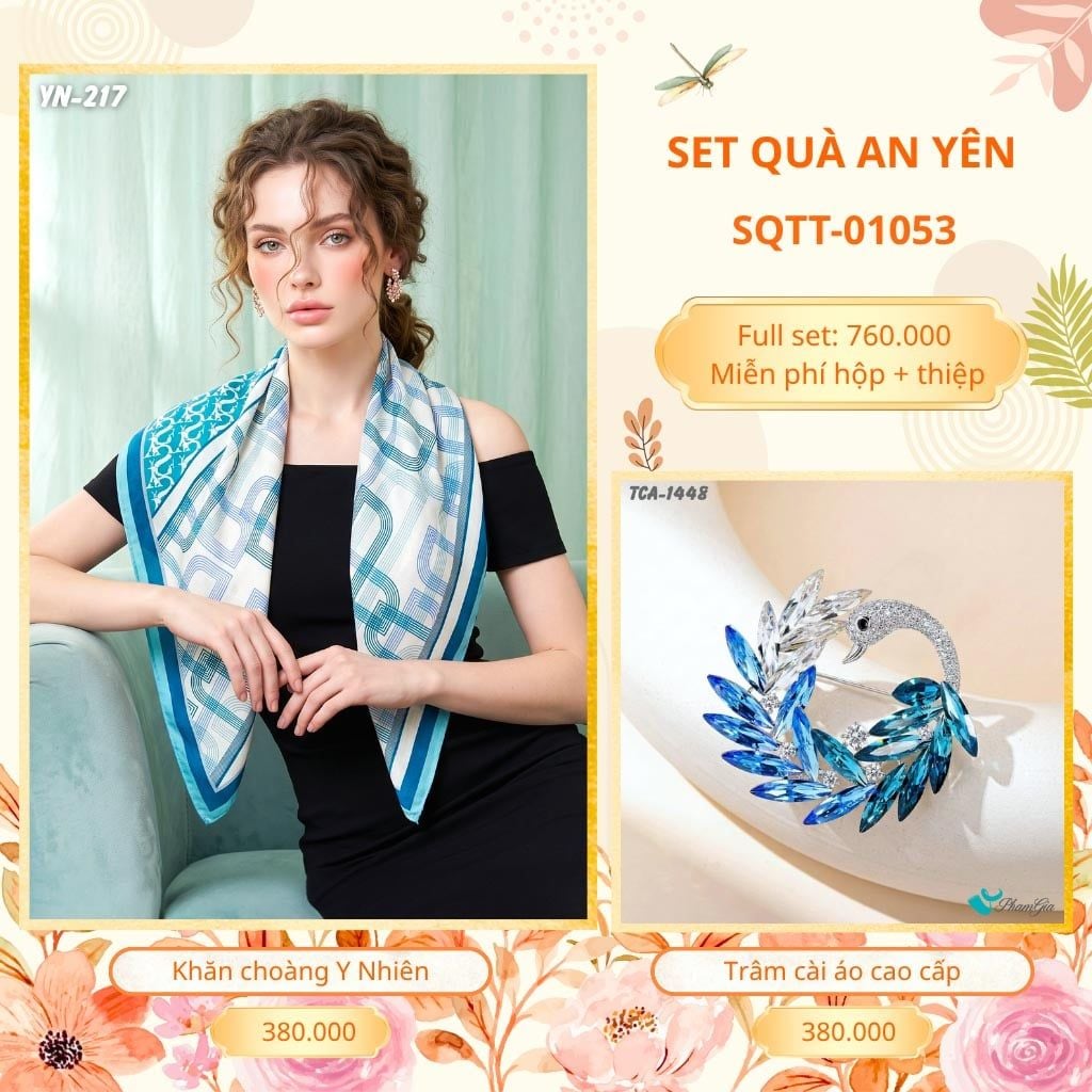 Set Quà Tặng Khăn Choàng Choàng Linen Và Trâm Cài Áo An Yên (SQTT01053)