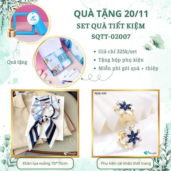 Set Quà Tặng Khăn Lụa Vuông 70*70cm Và Phụ Kiện Cài Khăn Tiết Kiệm (SQTT02007)