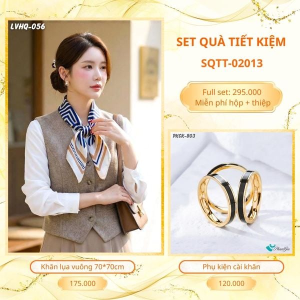 Set Quà Tặng Khăn Lụa Vuông 70*70cm Và Phụ Kiện Cài Khăn Tiết Kiệm (SQTT02013)