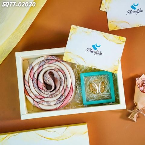 Set Quà Tặng Khăn Lụa Vuông 70*70cm Và Phụ Kiện Cài Khăn Tiết Kiệm (SQTT02030)