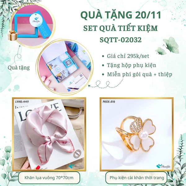 Set Quà Tặng Khăn Lụa Vuông 70*70cm Và Phụ Kiện Cài Khăn Tiết Kiệm (SQTT02032)