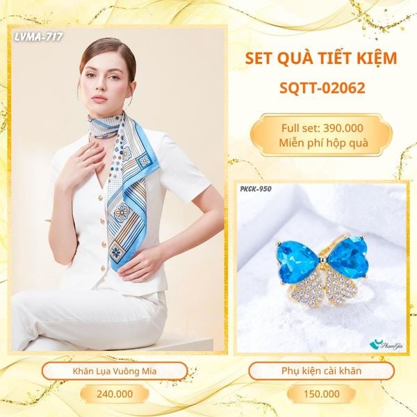 Set Quà Tặng Khăn Lụa Vuông 70*70cm Và Phụ Kiện Cài Khăn Tiết Kiệm (SQTT02062)