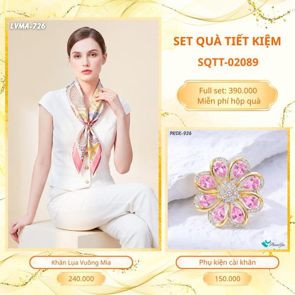Set Quà Tặng Khăn Lụa Vuông 70*70cm Và Phụ Kiện Cài Khăn Tiết Kiệm (SQTT02089)