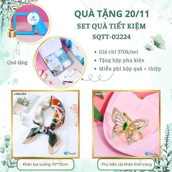 Set Quà Tặng Khăn Lụa Vuông 70*70cm Và Phụ Kiện Cài Khăn Tiết Kiệm (SQTT02224)