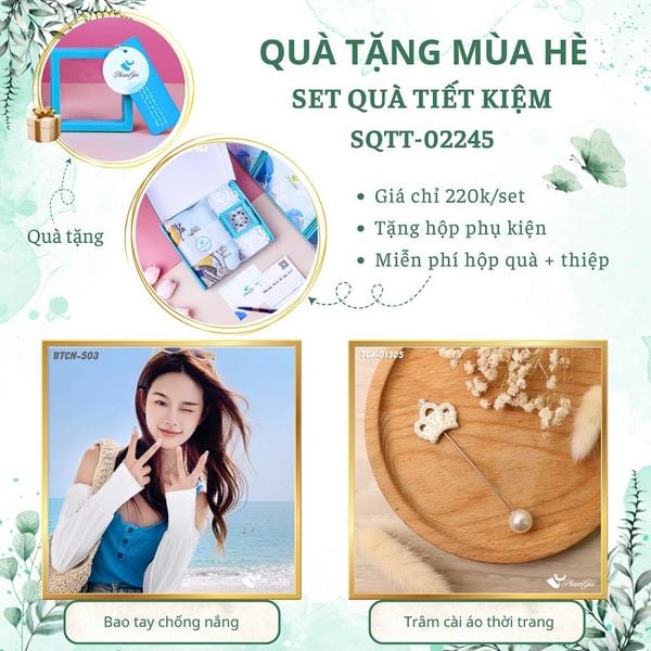 Quà Tặng Mùa Hè - Set Quà Tặng Bao Tay Chống Nắng Và Ghim Cài Áo Tiết Kiệm (SQTT02245)