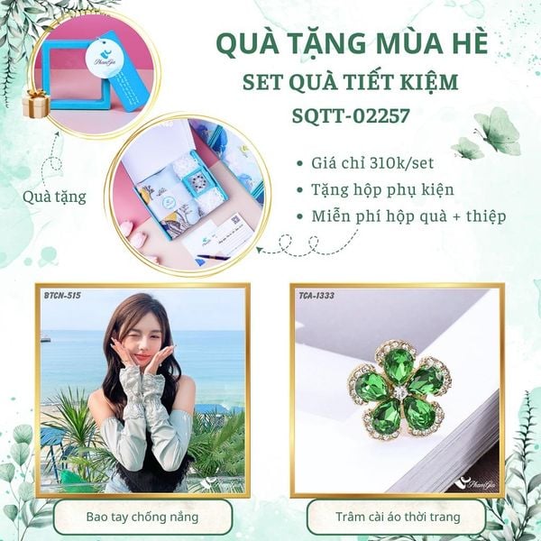 Quà Tặng Mùa Hè - Set Quà Tặng Bao Tay Chống Nắng Và Ghim Cài Áo Tiết Kiệm (SQTT02257)