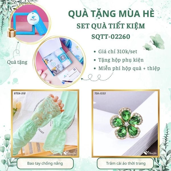 Quà Tặng Mùa Hè - Set Quà Tặng Bao Tay Chống Nắng Và Ghim Cài Áo Tiết Kiệm (SQTT02260)